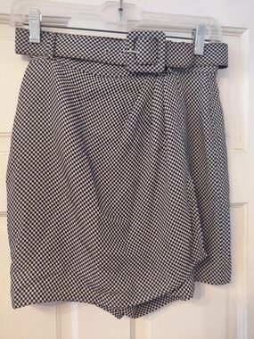 Emmanuel Ungaro Vintage Checked Belted Mini Skort - Black & White